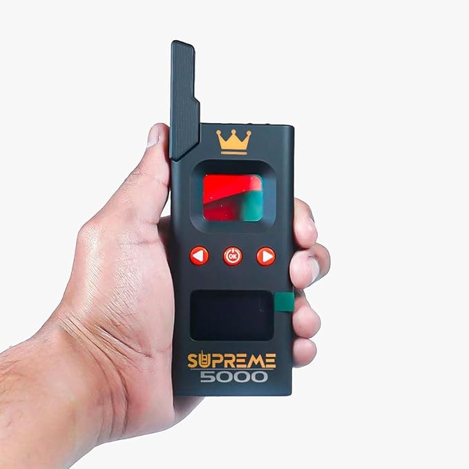 Rilevatore Professionale di Microspie, Telecamere Nascoste e GPS - Dispositivo Portatile Avanzato con Alta Sensibilità per Rilevare Segnali Wireless in Auto Uffici Casa - Supreme 5000