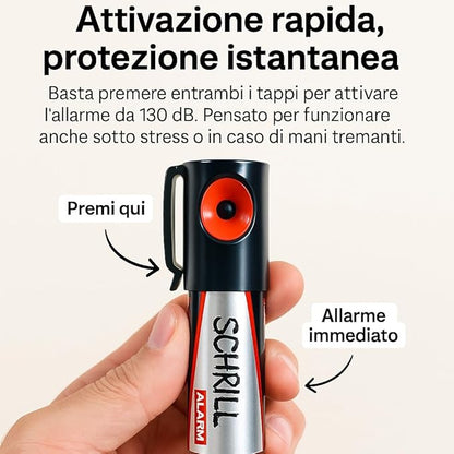 Dispositivo di Sicurezza Portatile Senza Batterie – Difesa Personale Contro Persone Malintenzionate e Animali Pericolosi – Emergenze e Autodifesa – Made In Germany