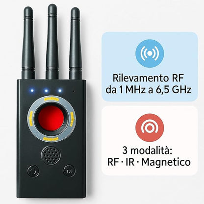 Rilevatore Microspie, Rilevatore Telecamere Nascoste e Tracker GPS, Rilevatore Anti Spia con 3 Modalità Professionale (T16 CHECK H6)