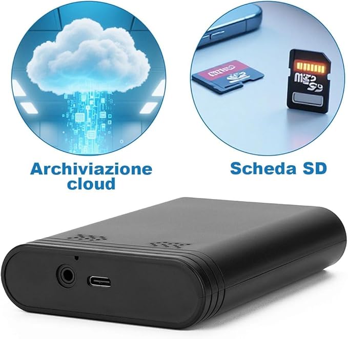 Microspia Antifurto Audio Wi-Fi con Microfono Esterno Rimovibile – Mini Registratore Magnetico – Registratore Vocale Digitale Professionale – Autonomia Fino a 12 Mesi (KANT 3000 POWER)