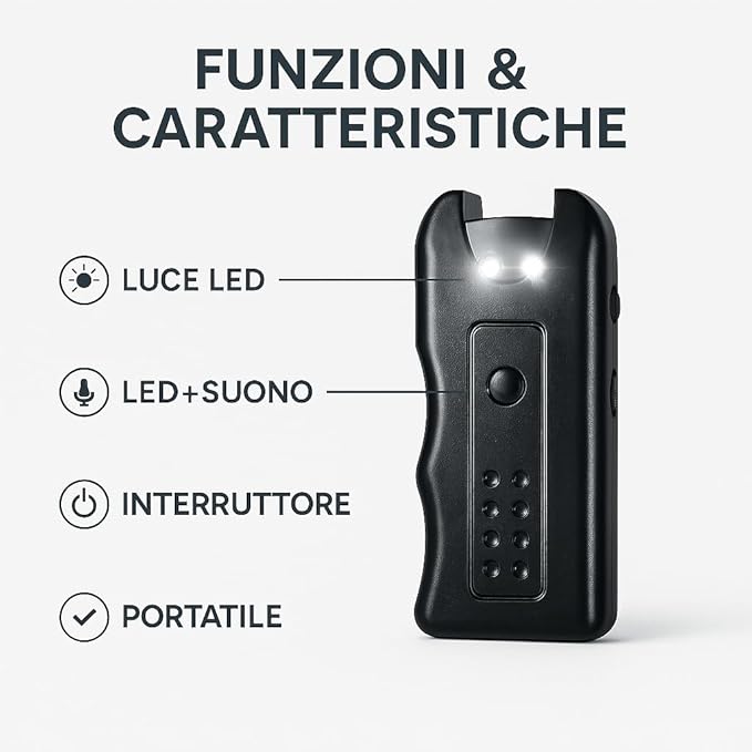 Dispositivo Repellente per Cani Aggressivi con Ultrasuoni e LED Flash, Portatile e Sicuro, Allontana Cani Minacciosi Senza Danneggiarli, Perfetto per Jogging, Passeggiate e Ciclisti 20MT