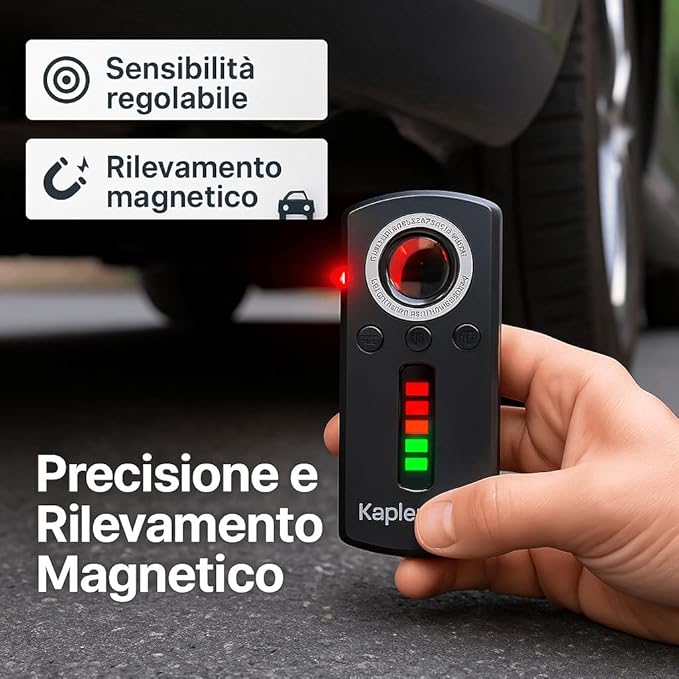 Rilevatore Microspie, Telecamere GPS - compatto ottimo per bonifica in auto, comodo da taschimo - Proteggi la Privacy con Tecnologia Avanzata (KAPLER 3000)