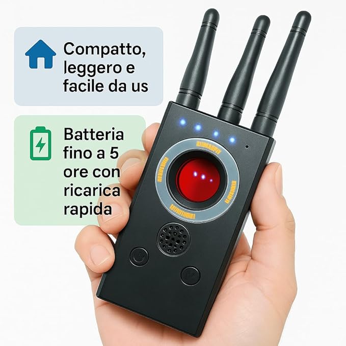 Rilevatore Microspie, Rilevatore Telecamere Nascoste e Tracker GPS, Rilevatore Anti Spia con 3 Modalità Professionale (T16 CHECK H6)